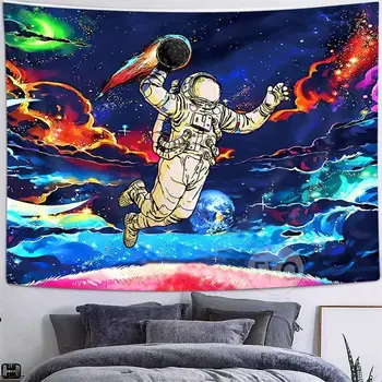 FFO Astronaut Välismaalase Tapestry Boho Hipi Fantaasia Ruumi Seina Seinavaibad Galaktika Planeedi Seina Art Esteetiline Dorm Teenetemärgi Vaip 1
