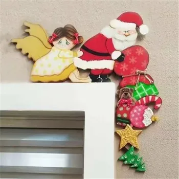 Santa Claus Ingel Põder Jõulud Ukse Raami Kaunistamiseks Puidust Xmas Ukse Nurgas Ornament Häid Jõule Decor Kodus Head Uut Aastat 1