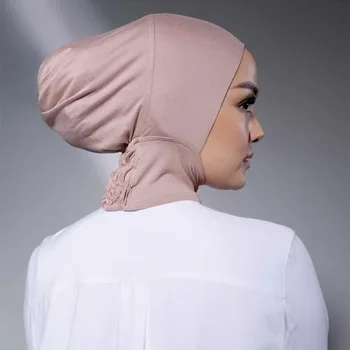 Uus Disain Plain Elastsus Moslemi Sisemine Mütsid Underscarf Modal Puuvill Hijabs Islami Pea Kandma Mütsi Mütsi Tahke Moslemi Headcover 1