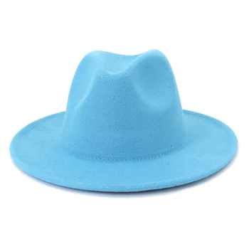 2021 talvel fedora mütsid naistele mood Korter laia Ääreni Villast Vilt Jazz Mütsid meeste sinine ja punane goth top vintage pulm Müts 1
