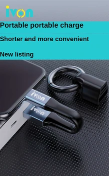 IVON CA88 2 in 1 USB-Mobile Data Kaabel, Kantav Lühike Mini Võtmehoidja iPhone Samsung Xiaomi 3A Kiire Laadimine Tüüp-C Micro 1