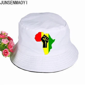 Uus AAFRIKA Võimsus Rasta Reggae Muusika Logo Panama Kopp Müts Puuvillane Korter päikesesirm Kalapüük Kaluri Müts Päikesekaitsetoodete Beach Müts 1