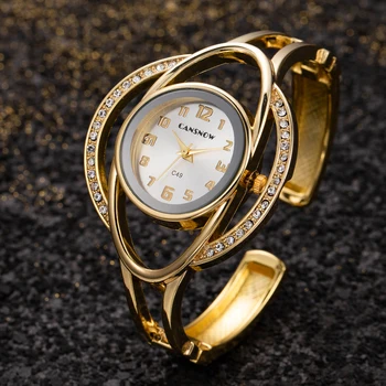 Luksuslik Naiste Käevõru Kellad Crystal Väike Ketas Mood Quartz Watch Kuld, Hõbe Kingitus Naistele Reloj Mujer 1