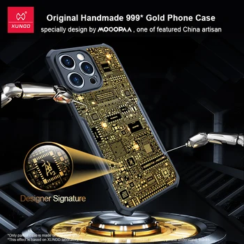 Xundd Luksus Puhas Kuld, Magnet Case For iPhone 14 Pro Max 14 Pluss Turvapadi Põrutuskindel Kest Käsitöö Circuit Muster Disaini Puhul 1