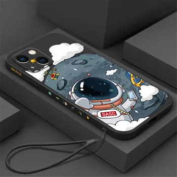 INS Cartoon Astronaut & Moon Telefon Case For iPhone 14 Pro Max 11 12 13 Pro Max X-XR, XS 7 8 Plus X 6 6S SE 2022 Pehme Kaas Juhtudel 1