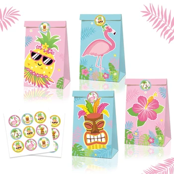 12tk Hawaii Pool Kingitused Candy Kotid Suvel Flamingo Pineapple Beach Party paberkotid Baby Shower Pakendamise Kotid, Osaline Viimistlus 1