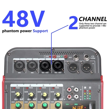 6-Channel Audio Mixer Väljas Konverents Audio USB-Bluetooth-Reverb Audio Protsessor Laulda koos Elada helikaardi Heli Mikser 1