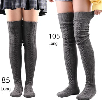 Sügisel ja talvel värviga üle põlve sokid sukad kuhja sukad paks naiste sokid villa soe jalgade kate sukad 1