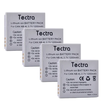 Tectra 4tk NB-4L NB4L Li-ion Aku + USB Dual Charger Canon IXUS 60 65 80 75 100 I20 110 115 120 130 ON 117 220 225 230 1