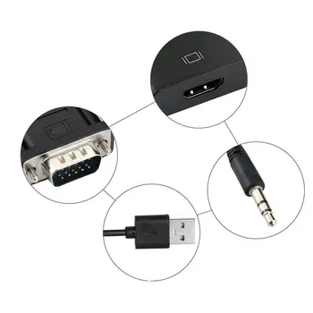 VGA To HDMI Adapter Väljund 1080P VGA Male to HDMI Female Audio-Video Kaabel Converter HDTV Sülearvuti Projektoriga 2