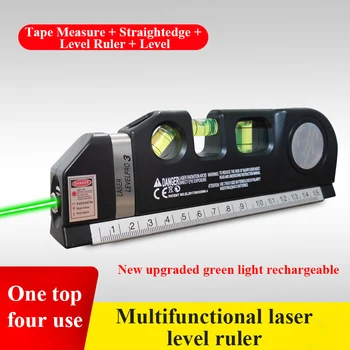 Roheline tuli Laser Tasandil Vertikaalne Horisontaalne 2-realine Laserid Valitseja Meetme Lindi Aligner Mullid Must Tasakaal Horisontaalse Joonlaua 2