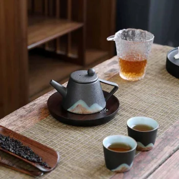 Jaapani Stiilis Keraamilised Glasuur Maali Värv Remote Mountain Tea Pot Jäme Keraamiline Tee Määrata Leibkonna Teetseremoonia Kohandatud 2
