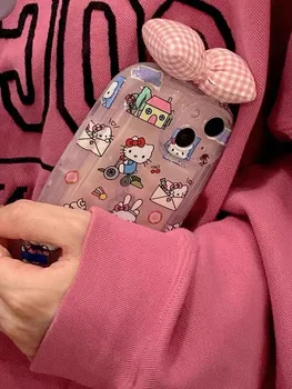 Cartoon Sanrio hello kitty Läbipaistev Telefon Juhtudel iPhone 13 12 11 Pro Max XR, XS MAX tagakaas 2