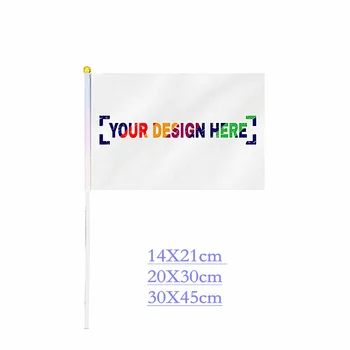 100tk Kohandatud Käsi Raputab Lipu Print Ostja Firma Logo või kujundus kohandada lipu plastikust lipuvarda 2