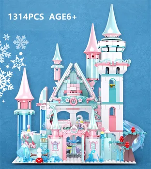 1314PCS Lumi Lossi Kuninganna Printsess Elsa Maagiline Ice Castle Tellised DIY Loomine ehitusplokid Sõbrad Tüdruk Mänguasjad 2