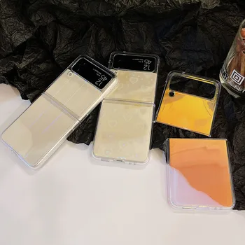 Rainbow Aurora Läbipaistva Kõva PC Phone Case For Samsung Galaxy Z Flip 3 5G Z Flip3 Laser Värviline Armastus Südames Põrutuskindel Kate 2