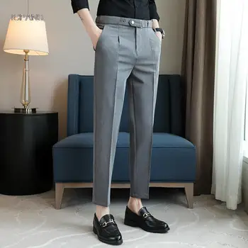 Plisseeritud Ametliku Ülikond Püksid Meestele Pahkluu Pikkus Suvel Slim Fit Korea Kleit Püksid Meeste Vöö Äri Püksid Mees 2022 2