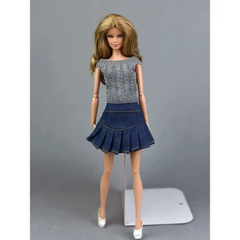 Fashion Doll Riided Riided Tops Kampsun ja Teksad, Seelik Barbie Riided Kleit Nukud 2