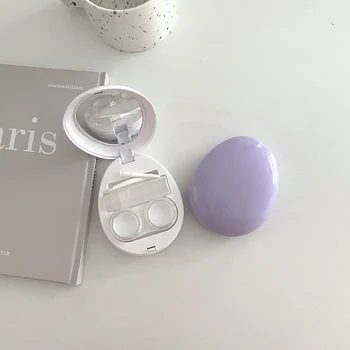 Uus Värv muna kontaktläätsede puhul peegel (Solid color pebble kontaktläätsede puhul travel kaasaskantav kontaktläätsede box 2