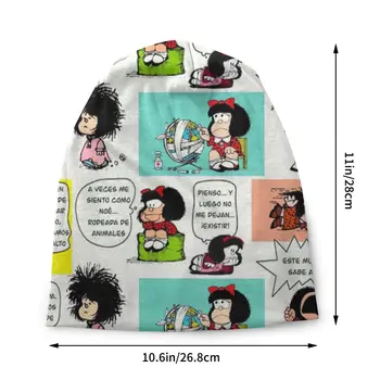 Manga Quino Mafalda Kapoti Femme Hip-Hop Silmkoelised Skullies Beanies Mütsid, Naiste, Meeste Sügis-Talvel Soe Kawaii Cartoon Beanie Müts 2
