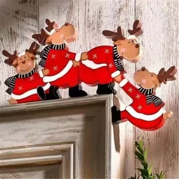 Santa Claus Ingel Põder Jõulud Ukse Raami Kaunistamiseks Puidust Xmas Ukse Nurgas Ornament Häid Jõule Decor Kodus Head Uut Aastat 2
