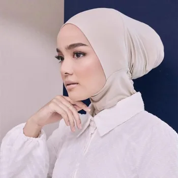 Uus Disain Plain Elastsus Moslemi Sisemine Mütsid Underscarf Modal Puuvill Hijabs Islami Pea Kandma Mütsi Mütsi Tahke Moslemi Headcover 2
