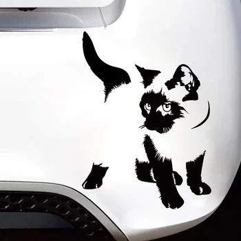 YJZT 12.7cmX17.5cm Loominguline Loomade Kass Graafiline Auto Kleebised Decal Must/Hõbe Vinüül Decor 2
