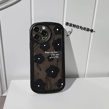 INS Korea Lill Läbipaistev Telefon Case For iPhone 14 13 12 11 Pro Max XS X-XR 7 8 Plus SE 2022 Pehmest Silikoonist Põrutuskindel Kate 2