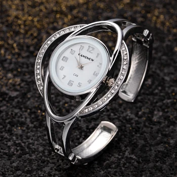Luksuslik Naiste Käevõru Kellad Crystal Väike Ketas Mood Quartz Watch Kuld, Hõbe Kingitus Naistele Reloj Mujer 2