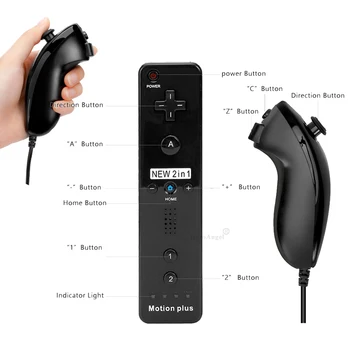 Uus 2 in 1 Traadita Nunchunk Töötleja Nintendo Wii Remote Sisseehitatud Motion Plus Gamepad Silikooniga Juhul Liikumisandur 2