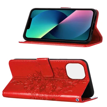 Liblikas Leather Case For IPhone 14 13 12 11 Pro Max XS Max XR 7 8 Plus 12Mini 13Mini SE2020 löögikindlus kukkuda 2