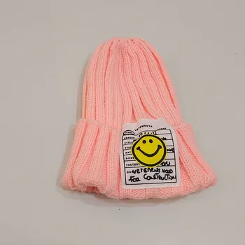 Candy Värvi Laste Smiley Silt Knite Müts Baby Talve Maandamiseks ühise Põllumajanduspoliitika Poisid Tüdrukud korea Versiooni Ski Mütsid Väljas 2