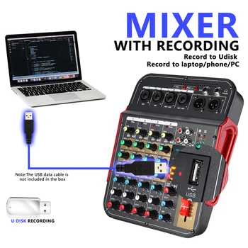6-Channel Audio Mixer Väljas Konverents Audio USB-Bluetooth-Reverb Audio Protsessor Laulda koos Elada helikaardi Heli Mikser 2