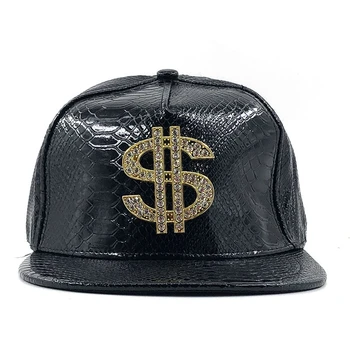 HotDoitbest Metallist Kuldne dollari stiilis meeste Baseball Cap hip-hop ühise põllumajanduspoliitika nahast Esiistmed Snapback Mütsid meestele ja naistele 3