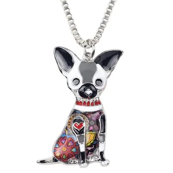 Bonsny Maxi Kinnitus Metalli Sulam Chihuahuas Koer Choker Kaelakee Keti Krae Ripats Moe Uus Emailitud Ehteid Naistele 3