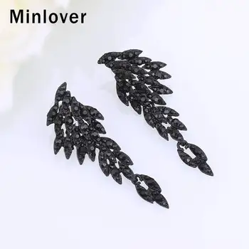 Minlover Black Crystal Angel Wing Tilk Kõrvarõngad Naistele Korea Eagle Loomade Pulmakleidid Kõrvarõngad Naine 2019 Ehted MEH209 3