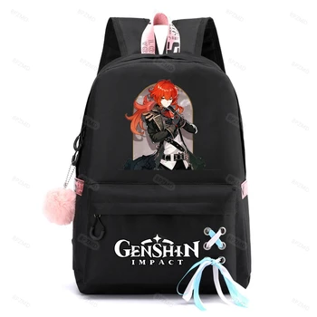 Mäng Genshin tausta Mõju üliõpilaste seljakott poiss tüdruk kool kott laste kooli kott, USB Seljakotid jaoks Teismelised 3