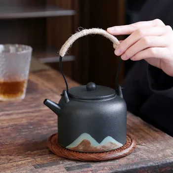 Jaapani Stiilis Keraamilised Glasuur Maali Värv Remote Mountain Tea Pot Jäme Keraamiline Tee Määrata Leibkonna Teetseremoonia Kohandatud 3