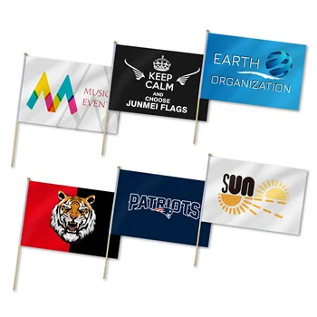 100tk Kohandatud Käsi Raputab Lipu Print Ostja Firma Logo või kujundus kohandada lipu plastikust lipuvarda 3