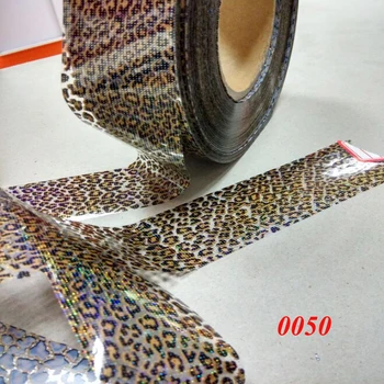 1Roll Leopard Printida Nail Art Kilet 500m*4cm Laser Holograafiline Üleandmise poola Kleebis Wrapid Liim Liugur Nail Art Kleebised 3