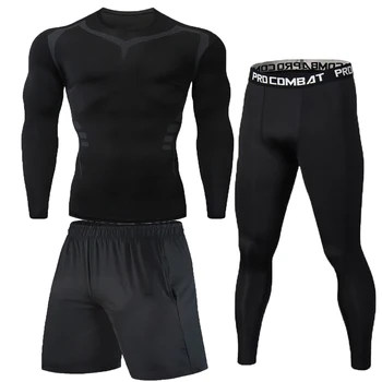 Meeste Spordi Ülikond MMA rashgard mees Kiire kuivamise Spordi-Compression Riided Fitness Training kit Termilise Aluspesu säärised 3