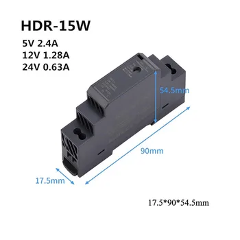 Ultra Slim Samm Kuju DIN Rail Toide 5V 12V 15V 24V 48V HDR-15 HDR-30 HDR-60 HDR-100 HDR-150 Slim LED Draiver 3
