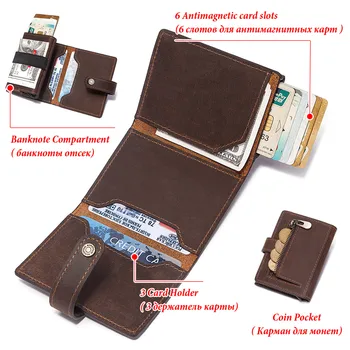 2022 Krediitkaardi Omaniku Rahakoti Käekotti Mehed Naised Metallist RFID-Vintage Alumiinium Kott Hull Hobune Cowhide Nahast Panga kaardi Valdaja Puhul 3