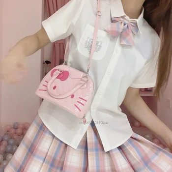 Hello Kitty Käekott Sanrio Kott Kawaii Luksus Y2k JK Lolita Girls Naiste Mini PU Messenger õlakott Tassima Naiste Shopping 3