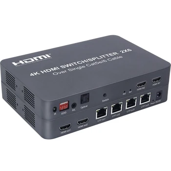 4K 2x6 HDMI Lüliti Splitter 1080P Audio-Video Converter 4 RJ45 Ethernet CAT6 Kaabli Pikendamine 100M Extender sülearvutist TV Monitor 3