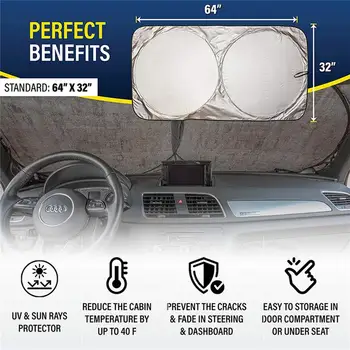Auto Esiklaas Päikese Vari Akna Ees Päikesevarju Kate Kokkuklapitavad Anti-UV päikesesirm Hõbedane Auto Protector Film Auto Accessoies 3