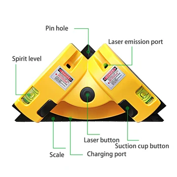 Parem Nurk 90 Kraadi Square Laser Tase Kõrge Kvaliteedi Ja Vaimu Tasandil Laser Mõõtmise Vahend Horisontaalne Vertikaalne Laser Vahendid 3