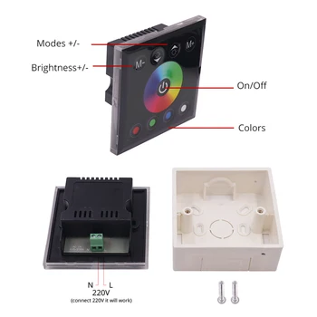 RGB Kontroller RF Täis Touch Remote 220V 110V Touch Panel Seinale Paigaldatud Screem Dimmer Lüliti juhtimine LED Neoon Valgus 3