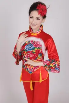 Uus Aasta Punane Hanfu Naiste Hiina Traditsiooniline Ülikond Riigi Noorem Stiilis Riided Fänn Yangko Etapp Tantsu Riided Kostüümid 3