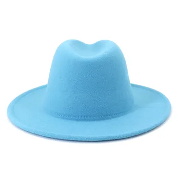 2021 talvel fedora mütsid naistele mood Korter laia Ääreni Villast Vilt Jazz Mütsid meeste sinine ja punane goth top vintage pulm Müts 3